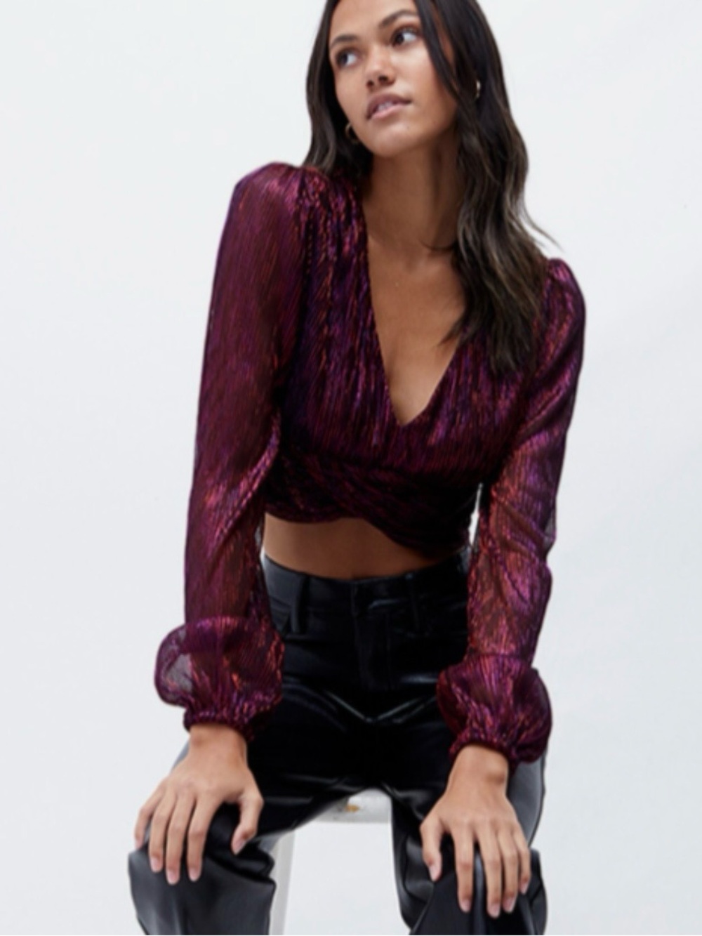 MINKPINK Ines Twist Lurex Long Sleeve Top